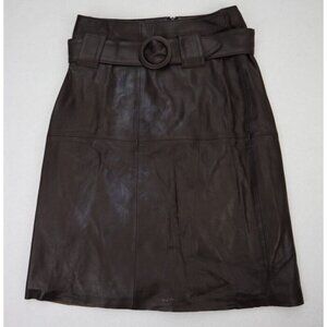 VS2 Women's Skirt Size 6 Brown Leather Belted A-Line
